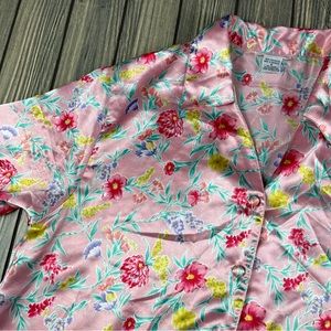 Vintage Satin Pink Floral Dress Size Small